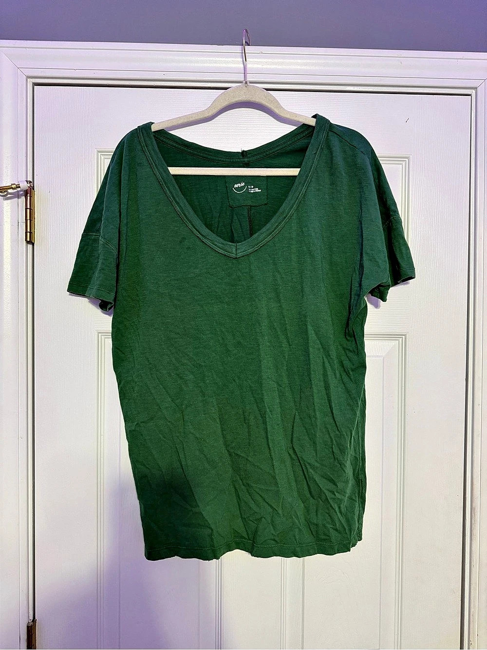 Aerie Oversized V-Neck Boyfriend T-Shirt Green XS